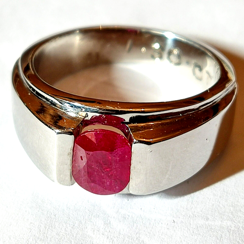 Red Ruby Ring Size 7.25 Silver Certified GGI 1.30 Carats Mozambique Heated - Picture 3 of 7