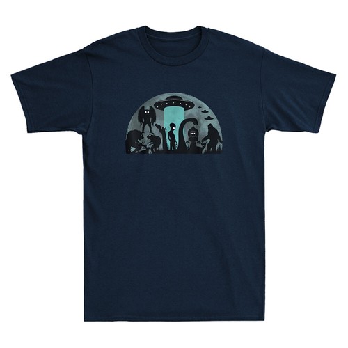 Bigfoot Ufo Loch Ness Monster Mothman And Aliens Cryptid Vintage Men's T-Shirt - Picture 6 of 8