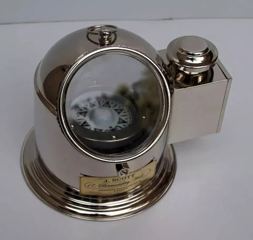 Vintage Brass Oil Lamp Binnacle Gimbal Compass Maritime Ship Boat Light Lantern - Picture 5 of 5