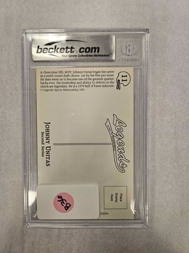 Johnny Unitas Baltimore Colts Football Autographed Postcard BECKETT - Picture 2 of 2