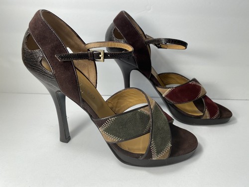 Valentino Garavani Sandals suede heels colorblock multi 37.5/7 - Picture 3 of 9
