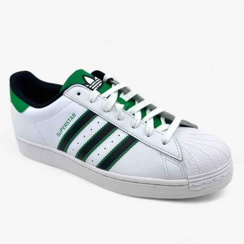 Adidas Superstar White Black Green Mens Athletic Sneaker - Picture 2 of 6