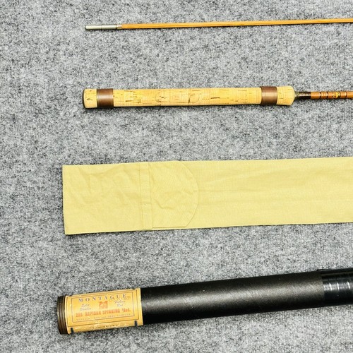 Montague 2 Piece Split Bamboo Spinning Fishing Rod 7’ 5oz W/ Bag & Case VINTAGE - Picture 4 of 15