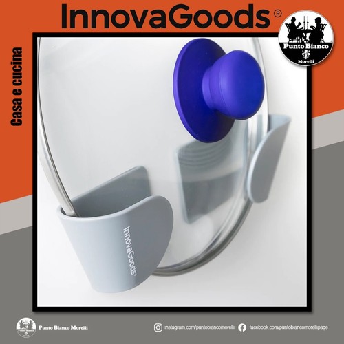 Porta utensili cucina in plastica per coperchio pentola set 3 supporti adesivi - Picture 3 of 9