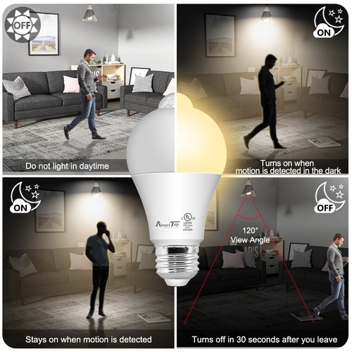 2 Pack Motion Sensor LED Bulb10W 2700K Warm white/5000K Daylight - Picture 3 of 15