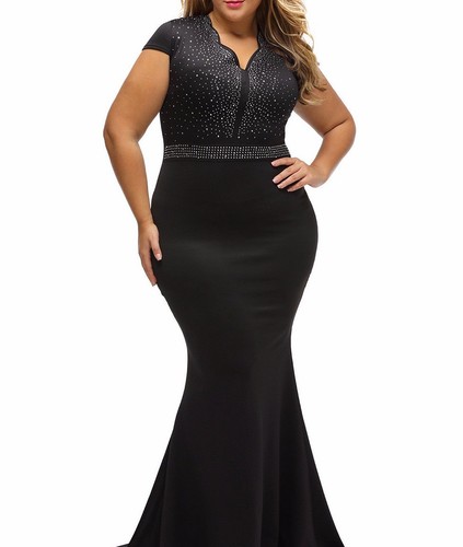 Elegante Vestido Estrás con B Talla Grande XL XXL XXXL - Imagen 4 de 6