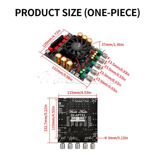 ZK-APTX3 2x300W+600W TPA3255 Bluetooth Power Amplifier Board 2.1CH Audio Module - Picture 12 of 22