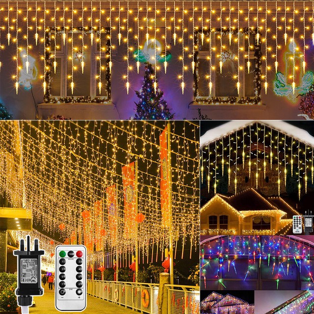 Christmas LED Icicle Curtain Fairy String Light Outdoor Garden Xmas Party Decor Christmas LED Icicle Curtain Fairy String Light Outdoor Garden Xmas Party Decor