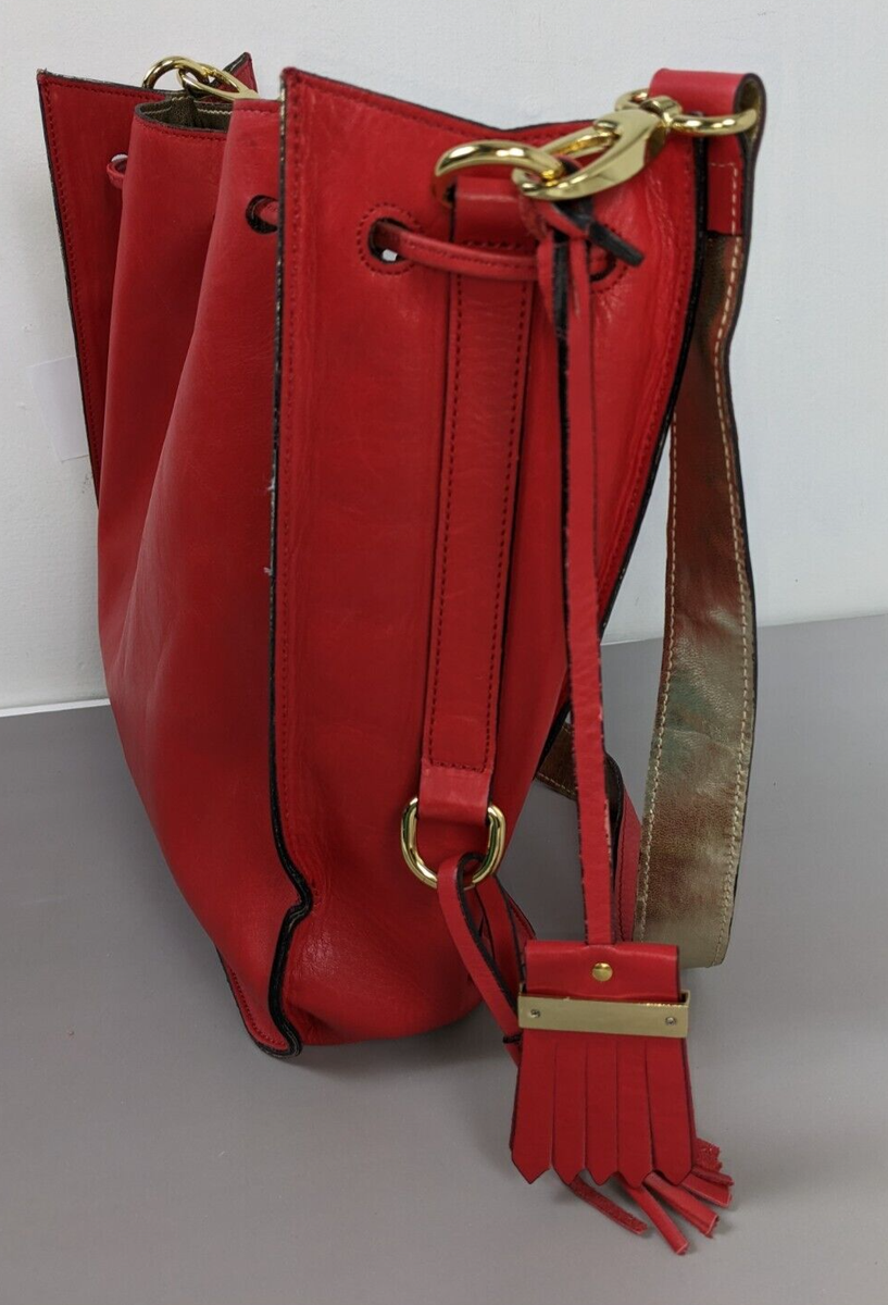 A. Bellucci Red Leather Purse Drawstring Shoulder Bag Bucket  display picture 2