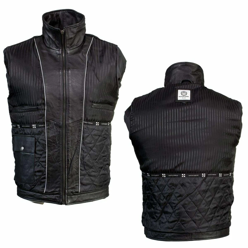 Boston Harbour 1898 Men's Black New Zealand Lamb Leather Fashion Car Coat Jacket - Image 4 of 4