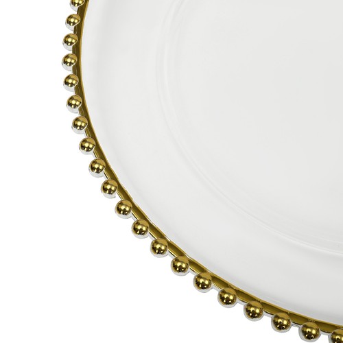 25 Packaged Western Food Plates 32cm Plastic With Transparent Gold Thread Beads - Picture 13 of 18