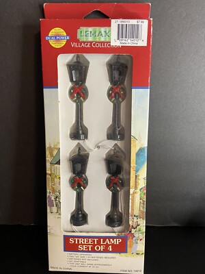 Vintage 1992 Lemax Village Collection 4'' Dual Power Victorian Street Lamps