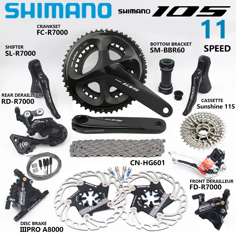 SHIMANO 105 R7000 Groupset R7000 Shifter Derailleurs IIIPRO Disc Brake Road  Bike