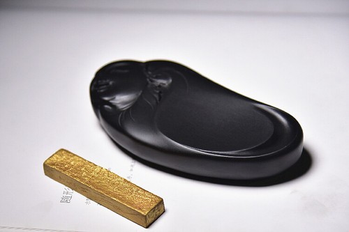 5" China Ink Natural Original Stone Hand-carved Maitreya Buddha Inkstone Inkslab - Picture 8 of 14