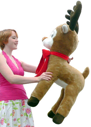 Big Plush Giant Stuffed Reindeer 4-Feet Tall Soft Christmas Huge New Made in USA - Picture 10 of 12