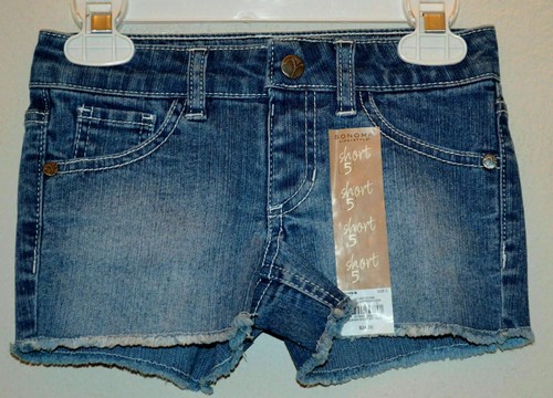 $24 NWT ☀BLUE JEAN SHORTS☀ Sz 5 DENIM BUTTERFLY CROCHET Sonoma Girls New - Picture 2 of 2