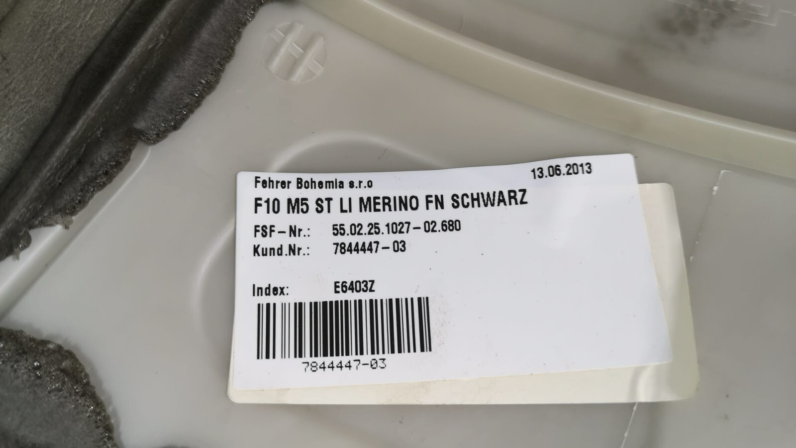11-16 BMW M5 F10 SALOON REAR LEFT PASSENGER SIDE BOLSTER BLACK 