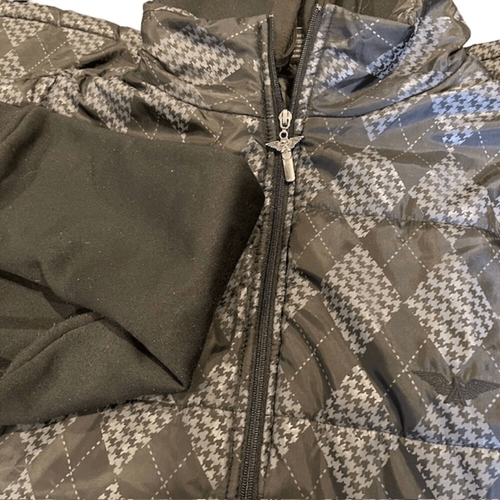 Avirex Men's Puffer Coat- Argyle torso with layered look sleeves/ Hood Black 4XL - Picture 14 of 15