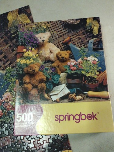 Rompecabezas Springbok Garden Pals 500 piezas osos de peluche flores completo - Imagen 1 de 4