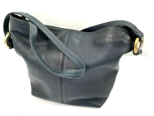 Vtg Portofino Collection Luxurious Black Leather Hobo Bag Shoulder Purse Korea - Picture 5 of 11