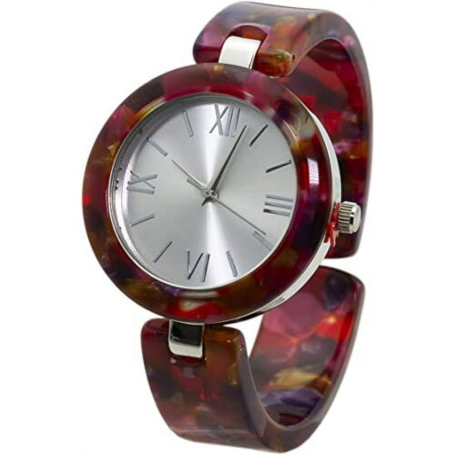 Blekon Collections Women's 34mm Case Elegant Multicolor Acrylic Bangle Watch - Picture 7 of 31