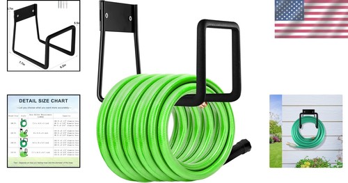 Heavy Duty Metal Hose Holder Wall Mount Garden Reel Organizer 175 ft - Picture 2 of 9