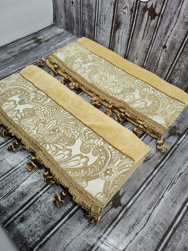 Croscill Home Elegant Decorative Gold Fringed Beaded Large Hand Towels 16 X 27 - Picture 4 of 14