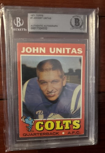 Johnny Unitas Signed 1971 Topps #1 Football Card Colts HOF Autograph Jsa - Picture 2 of 4