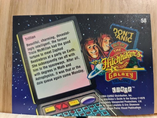 Tarjeta coleccionable #58 GUÍA DEL AUTOESTOPISTA DE LA GALAXIA 🙂 1994 - Imagen 2 de 2
