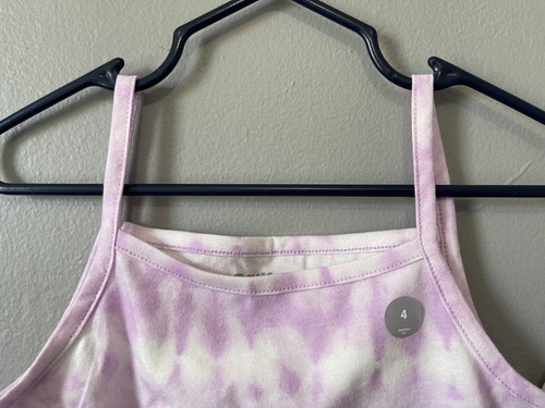 OshKosh B'Gosh Kids Girls Cinched Hem Bows Sleeveless Tie Dye Tank Top Lilac 4 - Picture 2 of 6