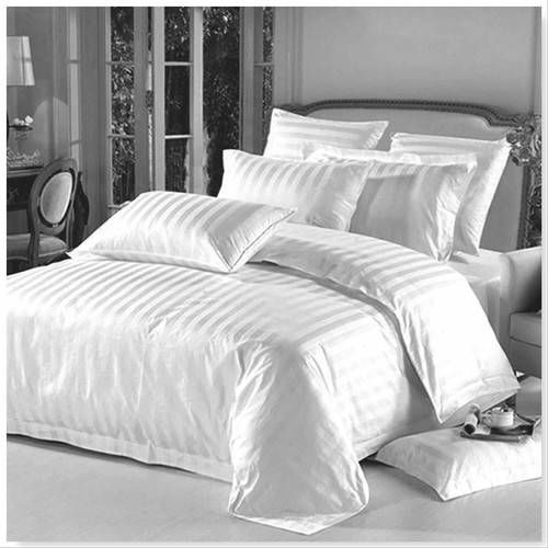 LUXURY STRIPE 300TC DUVET BEDDING SET 100 HOTEL QUALITY WHITE COVER +PILLOWCASE  - Picture 7 of 14