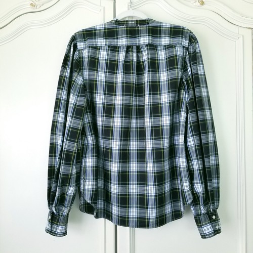 Polo Ralph Lauren Blue/White Plaid Long Balloon Sleeve Band Collar Top Womens 16 - Picture 3 of 7