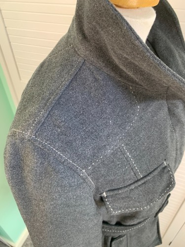 NEXT Cappotto Doppiopetto Grigio Scuro Pea Cintura Media Lunghezza UK12 Giacca Lavoro - Foto 15 di 21