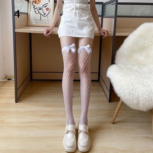 JK Girl Stockings Lolita Socks Bow Suspender Sexy Hollow Out High Thigh Socks - Picture 8 of 19