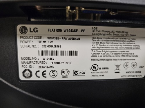 LG Flatron W1943SE 19" LCD Monitor Tested - Picture 4 of 5