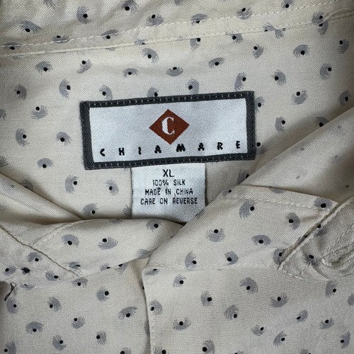 Chiamare 100% Silk Men’s XL Cool Design Short Sleeve Collared Button Down - Picture 2 of 12