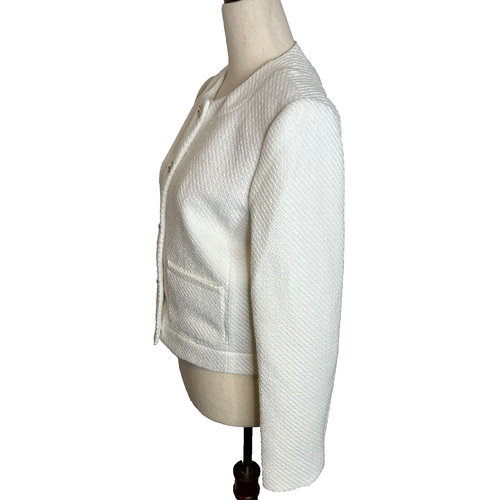 J.Crew $218 Petite Tweed Lady Jacket in Ivory Size P6 BW907 - Picture 6 of 10