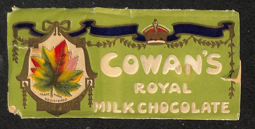 1920's Cowan's Chocolate, Royal Milk Chocolate Wrapper, Canada Maple Leaf