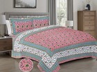 Loom N Bloom Jaipuri Hand Screen Print Cotton 1 Bedsheet 2 Pillowcover  "90x108"