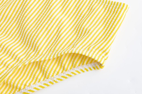 Two-Pieces Girls Swimsuit Puff Sleeve Beach Bathing Suit Blue Stripe Bikini S... - Picture 7 of 9