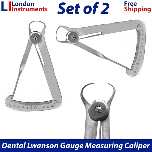 X2 Lwanson Crown Caliper Dental Tenth Diamond Wax Gauge Stainless Steel 0-10 mm - Picture 1 of 8