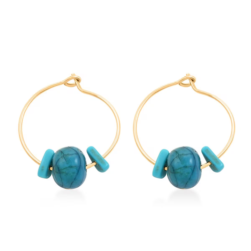 Set of six Earrings hinged Hoop shell Blue, Gold Tone, White, Light Green NS-1 - Picture 6 of 12