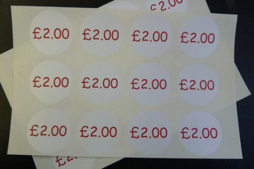 40mm Circular Price, Pricing Retail Labels, Red print onto White Stickers - Picture 10 of 26