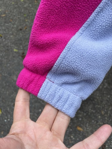 Patagonia Fleece 1/2 Zip Pullover Cropped Girl M 10 Microdini Color Block Hood - Picture 8 of 11