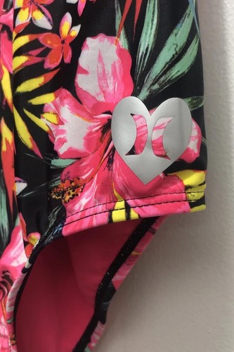 Hurley One Piece Youth Girls Swimsuit Size 5/6 UPF 50+ Black/Hyper Pink Floral - Picture 3 of 6
