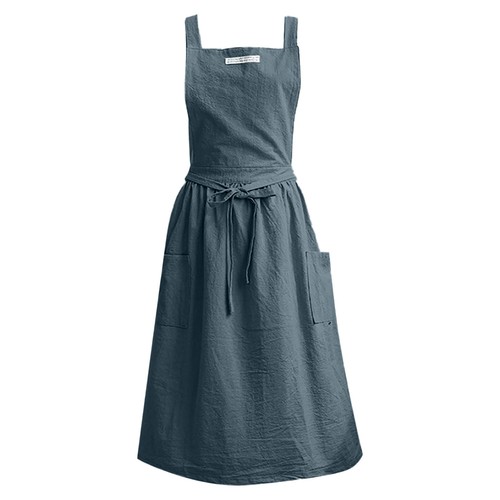 Soft Cotton Apron Solid Color Halter Bandage Aprons Japanese Style Kitchen Chef  - Picture 3 of 26