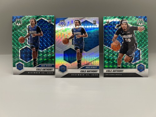 2020-21 Panini Mosaic Cole Anthony 3 Card Prizm Lot NM OR BETTER - Bild 1 von 3