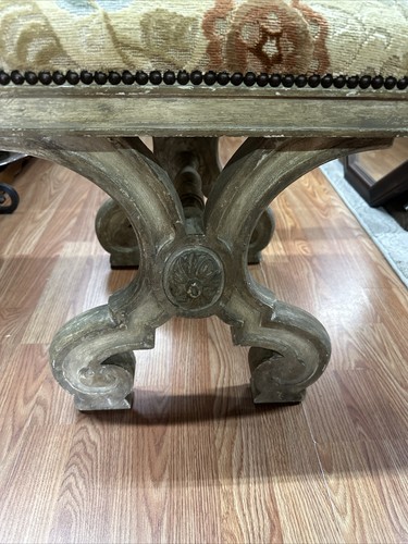 Rustic Wood Stool Dennis & Leen 17.5” x 16” x 20” Organic and Floral Design - Picture 3 of 11