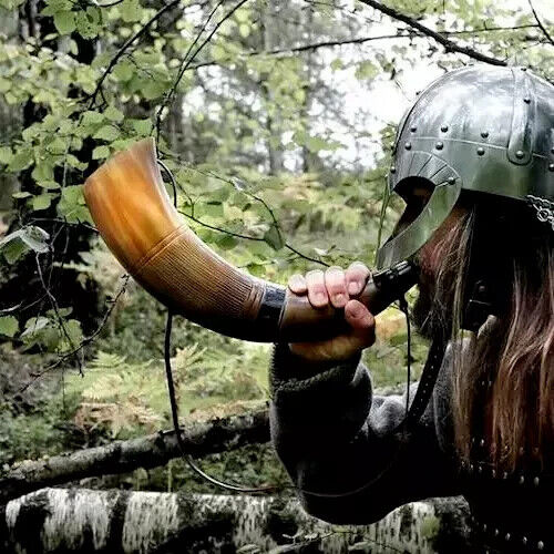 Cuerno de Guerra Vikingo - Trompeta de Batalla Cuerno de Buey Genuina 16" - Grabado a Mano Premium - Imagen 2 de 10