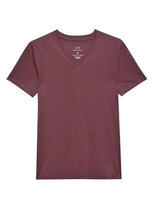 Armani Exchange SLIM FIT SHORT SLEEVE PIMA COTTON T-SHIRT MAROON SIZE XS